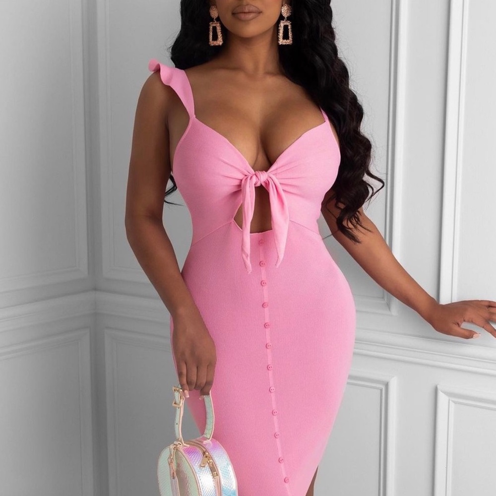 Tie front midi dress